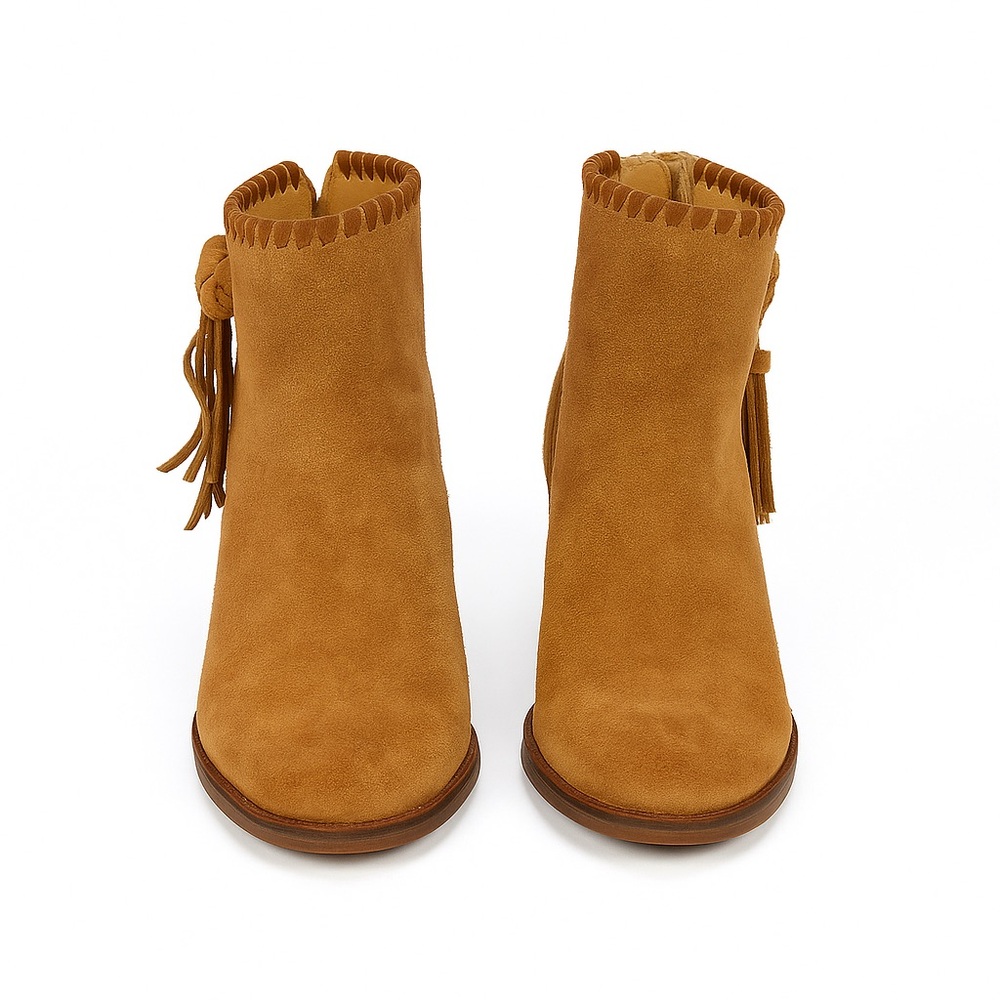 Jack Rogers - Suede Fringe Western Chic Cowgirl Core Booties - Tan - Size 8